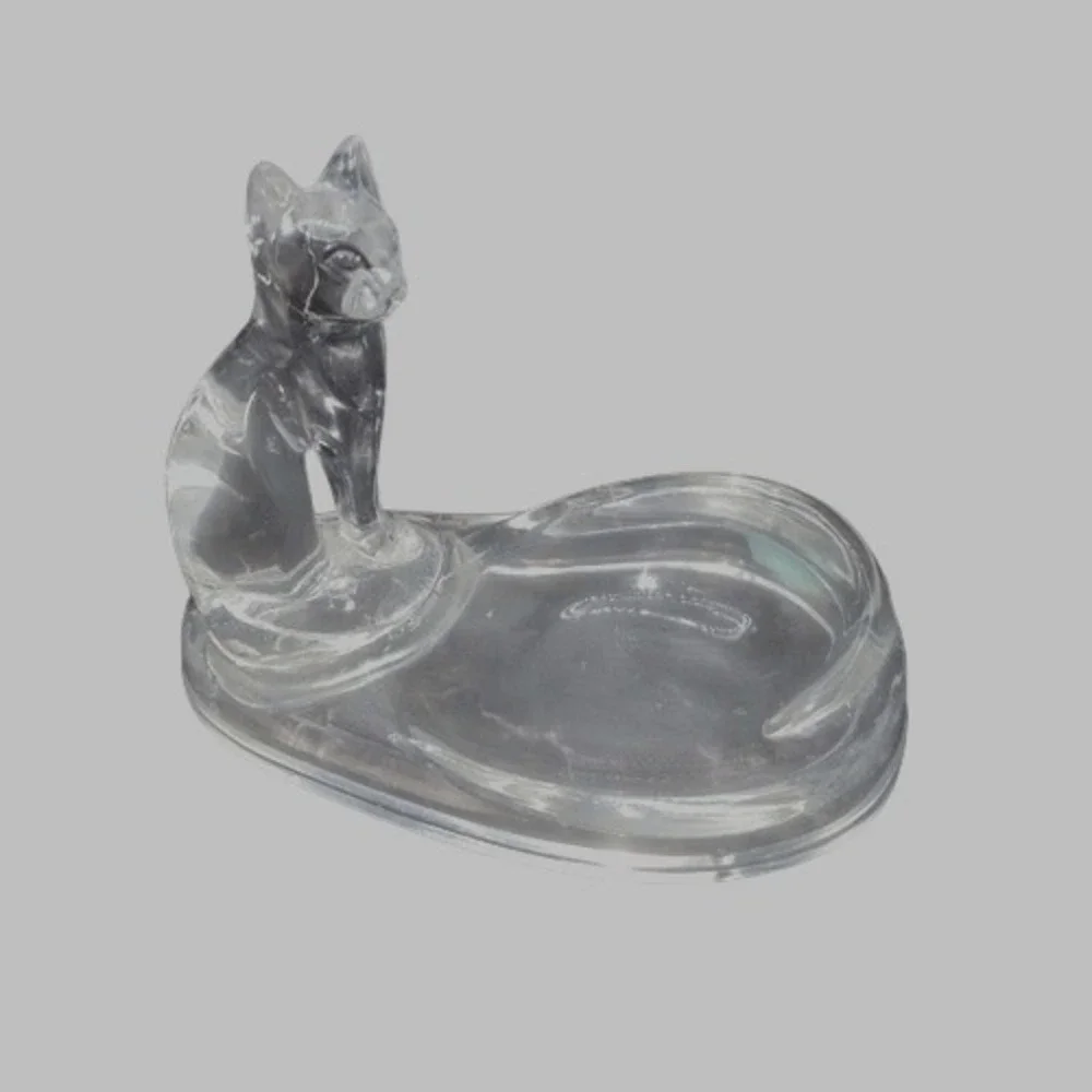Vintage Acrylic Kitten Cat Soap Holder Lucite Clear Trinket Dish‎ Home Decor